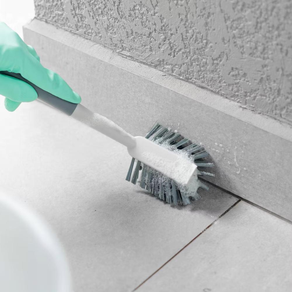 OU Multipurpose Scrub Brush, Heavy Duty Cleaning Scrubber Brush for Bathroom & Kitchen, Nonslip Soft Grip Handle & Built-In Scraper - Image 6