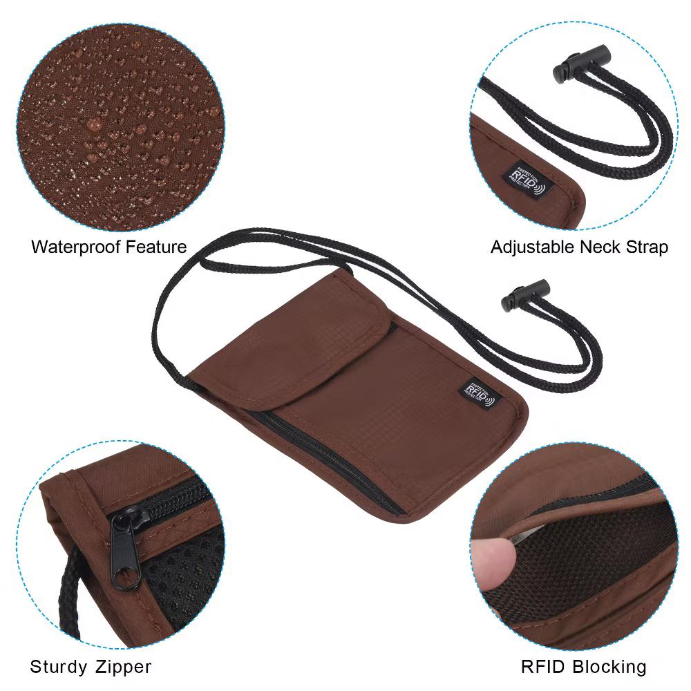 Waterproof Passport Holder Neck Wallet for Women Men - Image 14