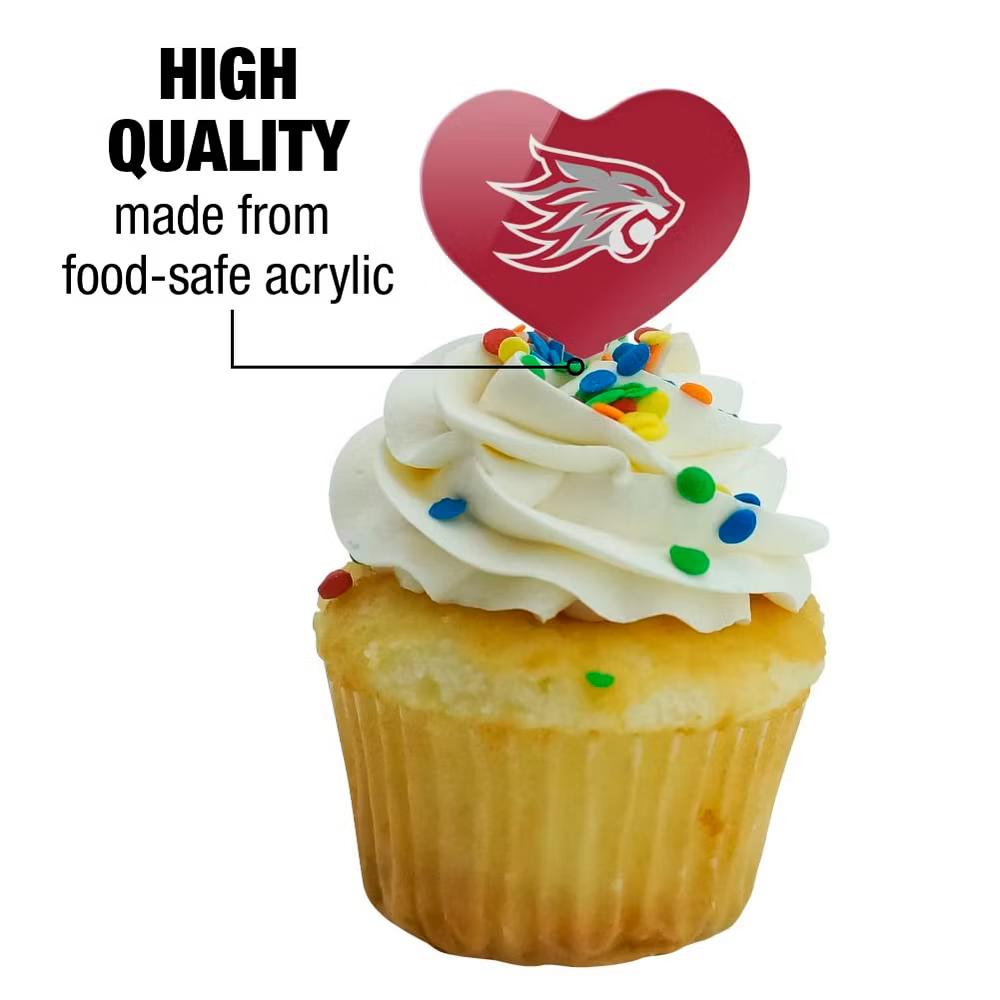 California State University Chico Primary Logo Heart Love Cupcake Picks Toppers Decoration Set of 6 - Image 3