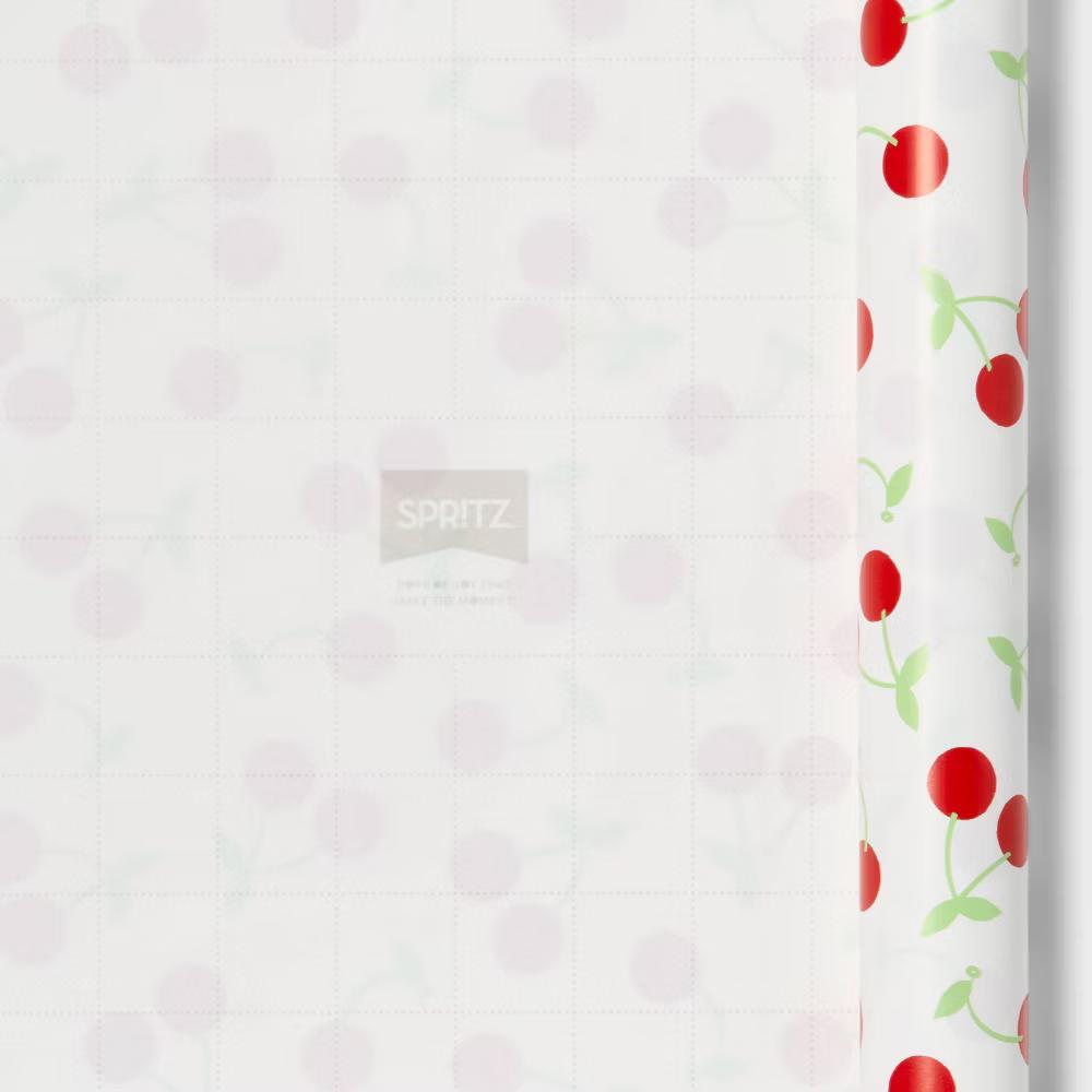 96"x30" Cherry Print Gift Wrapping Paper White/Red