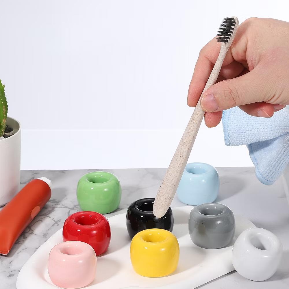 Mini Ceramics Toothbrush Holder Stands 2 Pcs