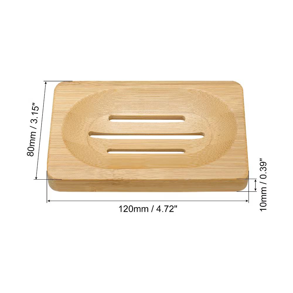 Natural Bamboo Wooden Soap Dish with Self-Draining for Bathroom Bathtub - Image 2