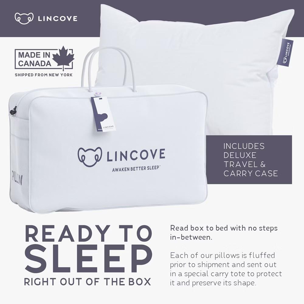 Lincove Resort Pillow – 3-Chamber Design, Hypoallergenic, 400TC Cotton Sateen, Recycled Fill, Made in Canada – 1 Pack - Image 7