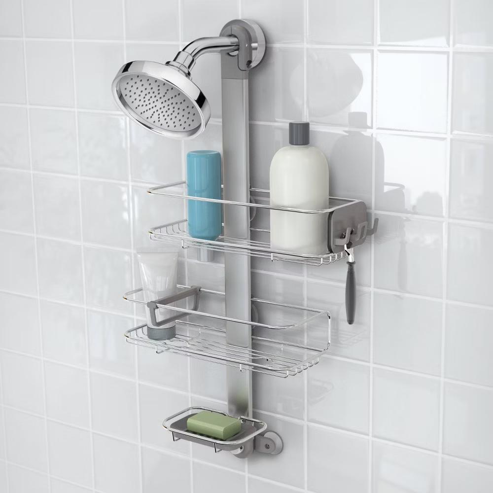 simplehuman Medium Adjustable Shower Caddy - Stainless Steel/Anodized Aluminum: Bath Organizer, Rustproof Shelf - Image 4