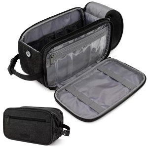 Toiletry Bag for Men Women, Canvas Travel Dopp Kit, Water Resistant Hygiene Toiletries Organizer, Shaving Accessories Bag