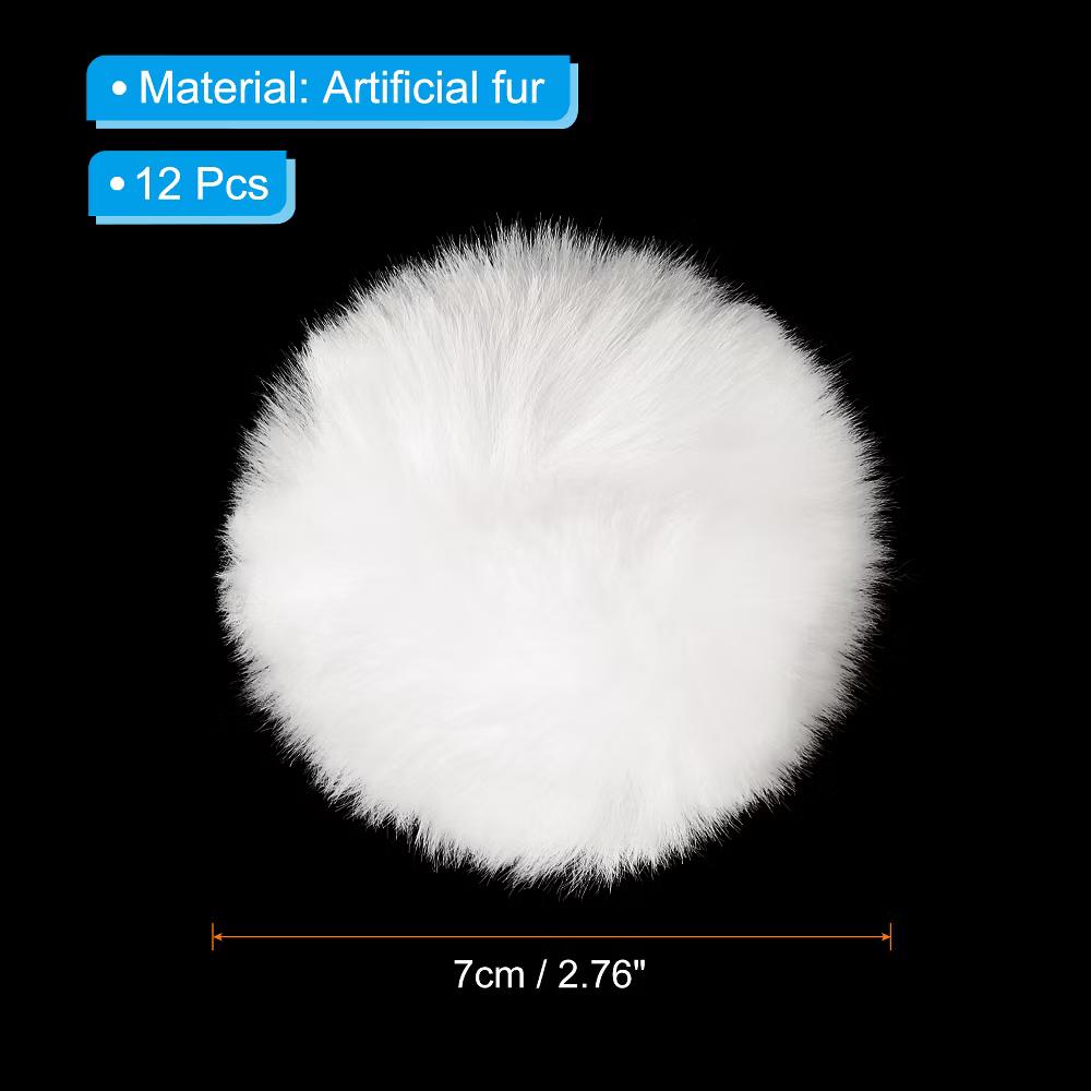 Fluffy Soft Elastic Faux Fur Pom Poms for Hats DIY Scarves Gloves 12 Pcs - Image 25