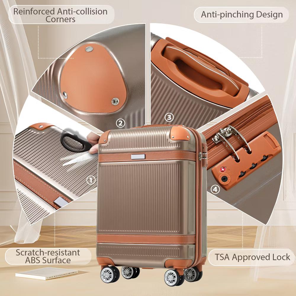 3 PCS ABS Lightweight Hard Shell Carry on Luggage(20") with Travel Bag, Spinner Wheels and TSA Lock - ModernLuxe - Image 20