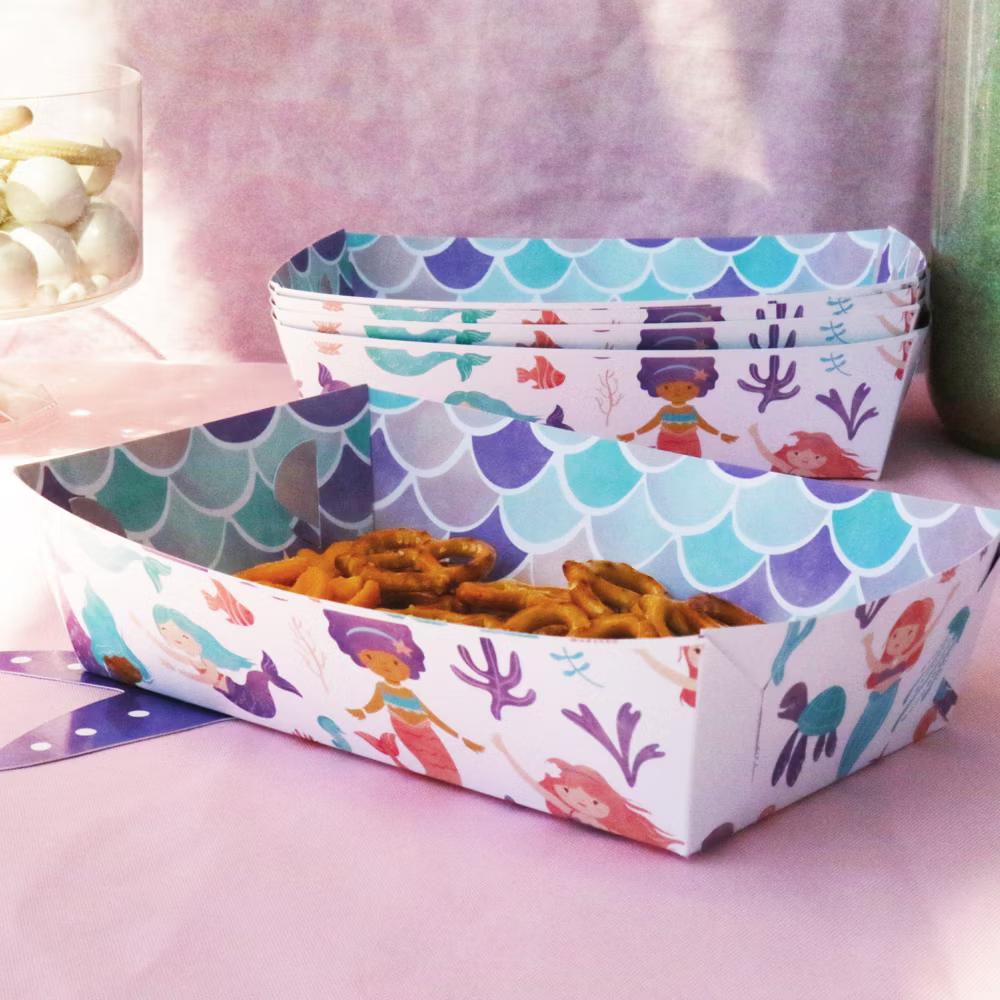 Mermaid Party Paper Food Trays, Disposable Double-Sided Paper Food Holders for Nachos, Hot Dogs, French Fries - 12 Ct - Image 7