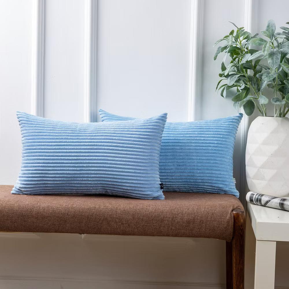 Phantoscope Solid Color Corduroy Pillow Covers Set of 2 Plush Velvet & Soft Accent - Image 25