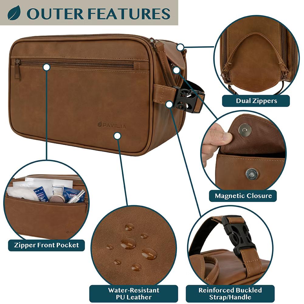 Toiletry Bag for Men, Travel Essentials Shaving Dopp Kit, Water Resistant Cosmetic Makeup Organizer Case - Image 14