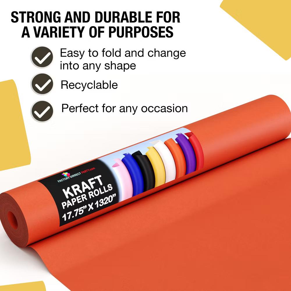 Exquisite Colored Kraft Paper Roll 17.5 In 110 Ft Kraft Wrapping Paper Craft Paper Shipping Paper Kraft Paper Roll Gift Wrap - Image 35