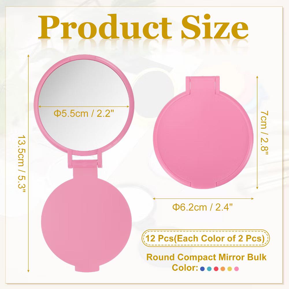 Folding Small Round Travel Women Girls Portable Pocket Mirror 12 Pcs - Image 8