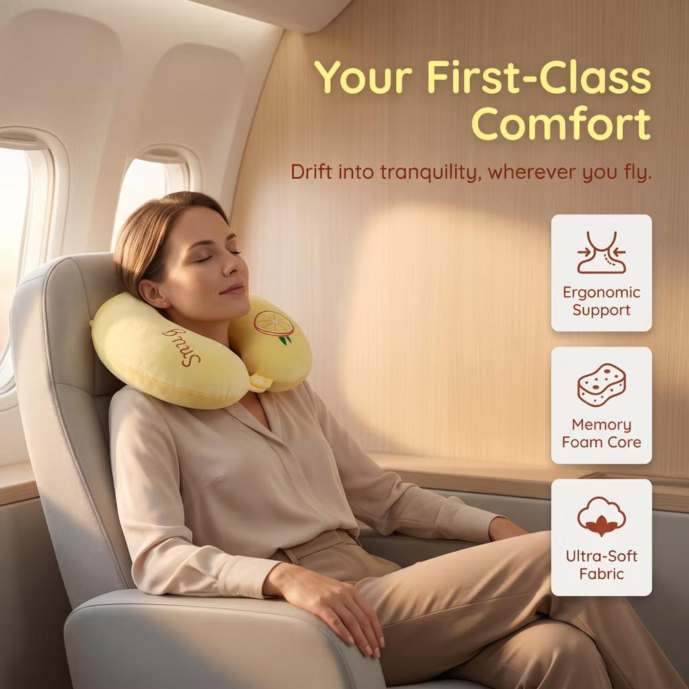 U‑Shape Memory Foam Travel Pillow Set with Decor Embroidery and Eye Mask 1Pc - Image 19