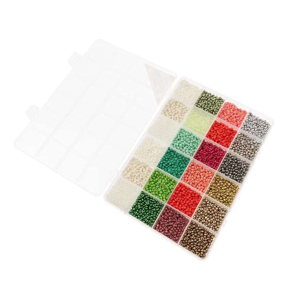 12500pcs Assorted Glass Seed Beads 8/0, 24 Colors Christmas Bliss Palette Round Bead for DIY Crafts Jewelry Making Bead Box
