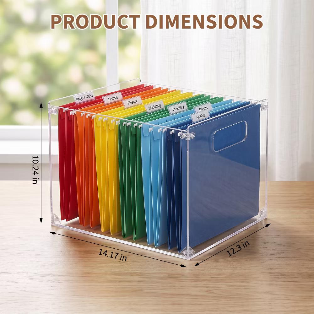 Clear Acrylic Assemble‑Style File Storage Box, Multi‑Purpose Desktop Organizer with Built‑in Carry Handles for Office Home - Image 7
