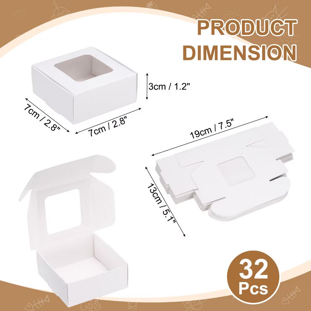Paper Party Favor Treats Candy Cookie Packaging with Clear Window Kraft Soap Boxes 32 Pcs - Image 9