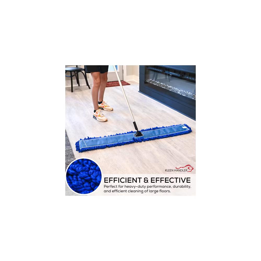 Bison Life Microfiber Dust Mop, Washable Commercial Mop Head Replacement Refill, Blue - 3 Pack - Image 4