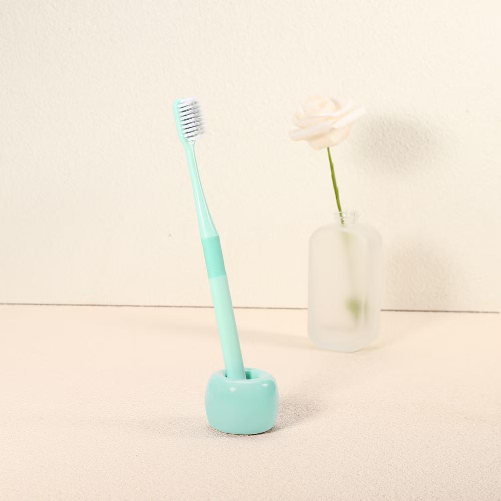 Bathroom Round Mini Ceramic Toothbrush Holder 1.65"x1.18" 2Pcs - Image 27