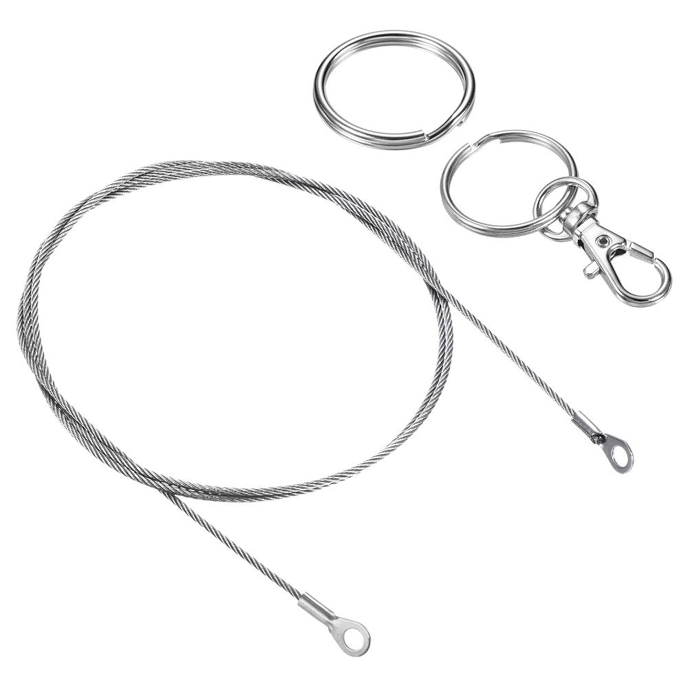 Lanyard Cable Rope with Key Ring Keychains Silver 4 Pcs - Image 29