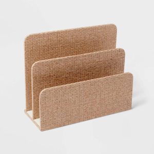 Woven 2-Slot Letter Sorter Taupe - Mail & Desk Organizer, Office Supplies