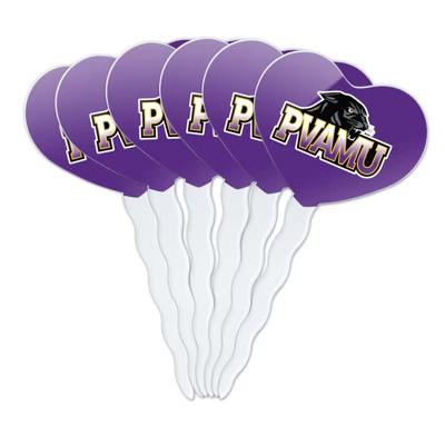 Prairie View A&M Primary Logo Heart Love Cupcake Picks Toppers Decoration Set of 6 - Image 2