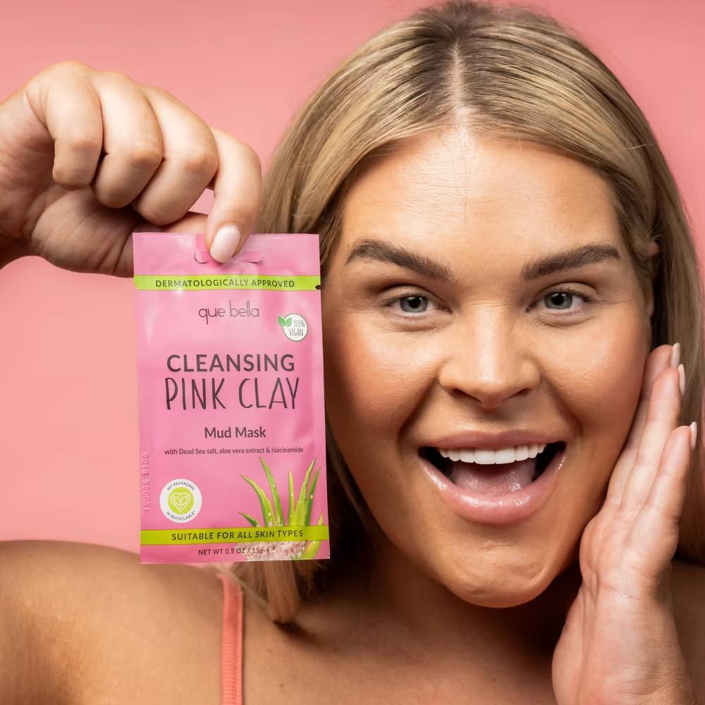 Que Bella Cleansing Pink Clay Mud Mask - 0.5oz - Image 4