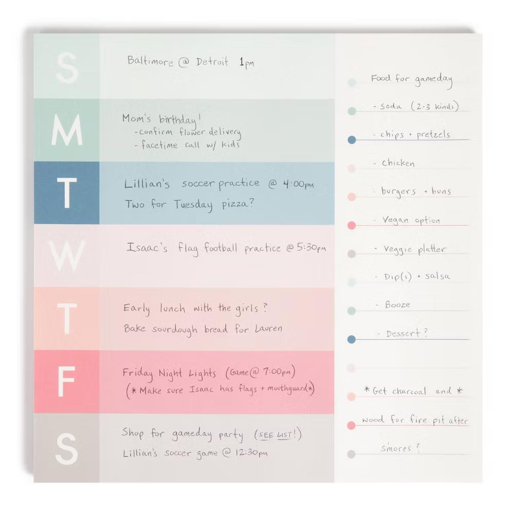 10''x10'' Weekly Combination Pad - Coral Chic: Weekly To Do List, Office Supplies, Notepad, 52 Sheets - Image 6