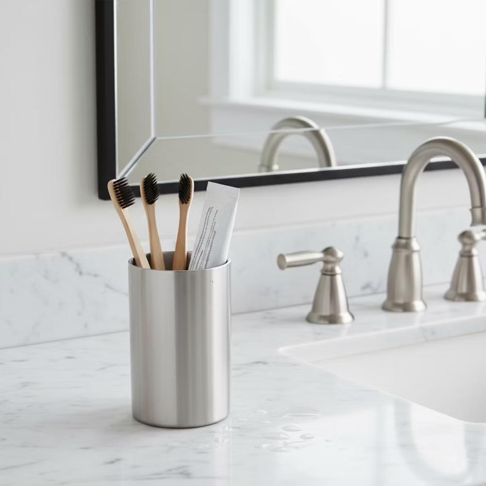French Home Goods Modern Brushed Bathroom Tumbler – Sleek Toothbrush Holder, Cup, or Countertop Organizer - Image 7