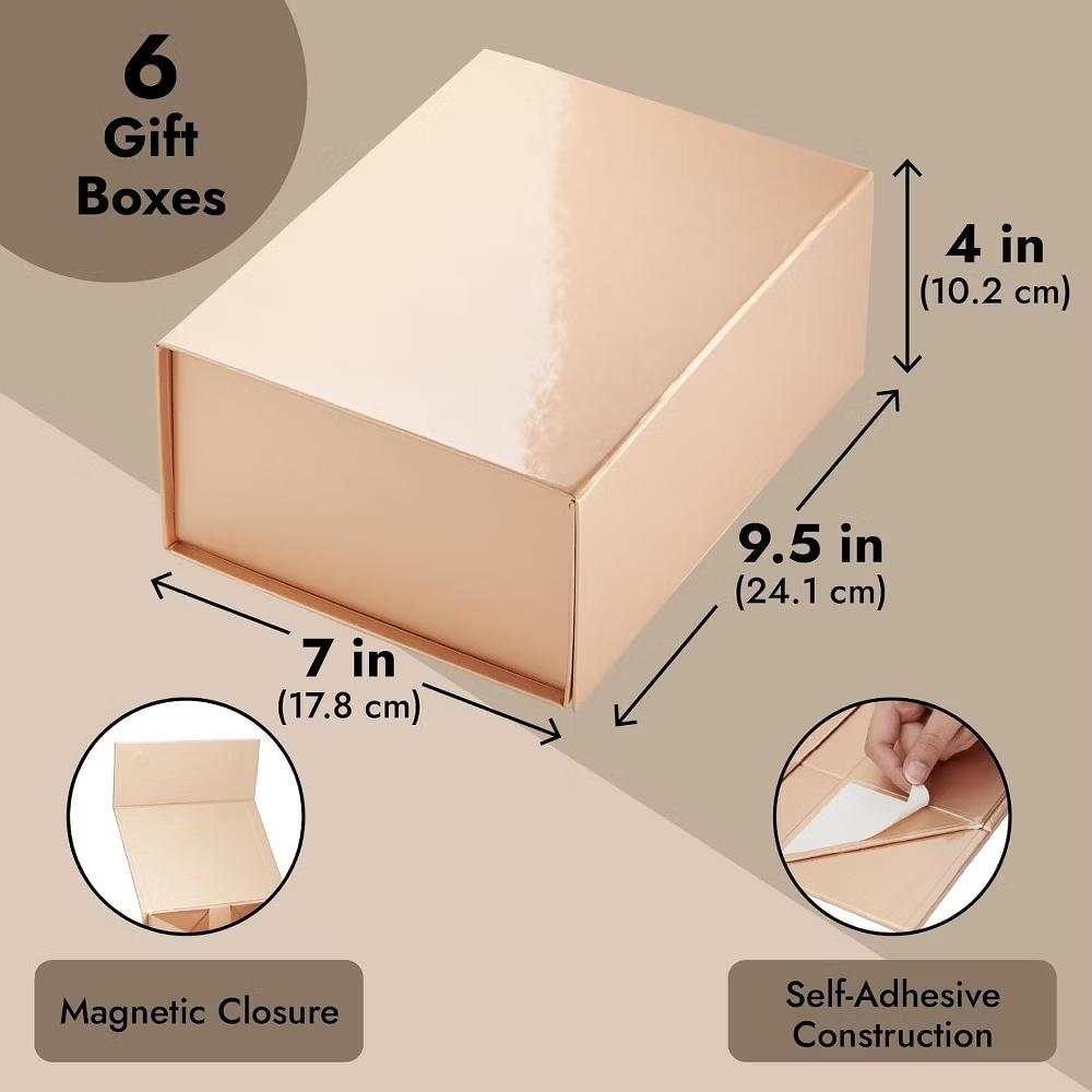 Stockroom Plus Bridesmaid Gift Boxes, Set of 6, Rose Gold, Magnetic Closure Gift Boxes for Wedding Favors, Jewelry & Bridesmaid Gifts - Image 5