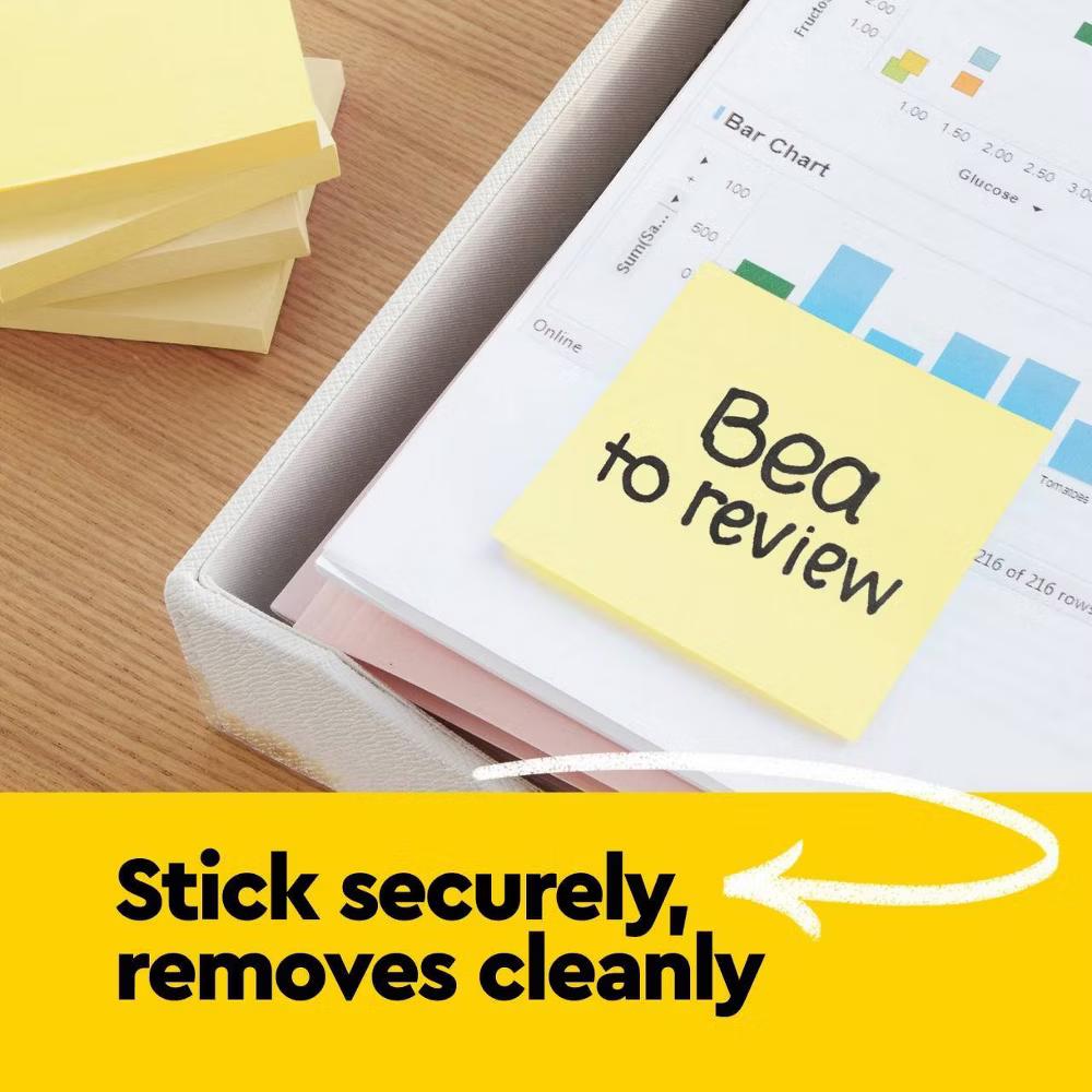 5pk 3" 3"Sticky Notes, 100 sheets/Pad - Canary Yellow - Image 8