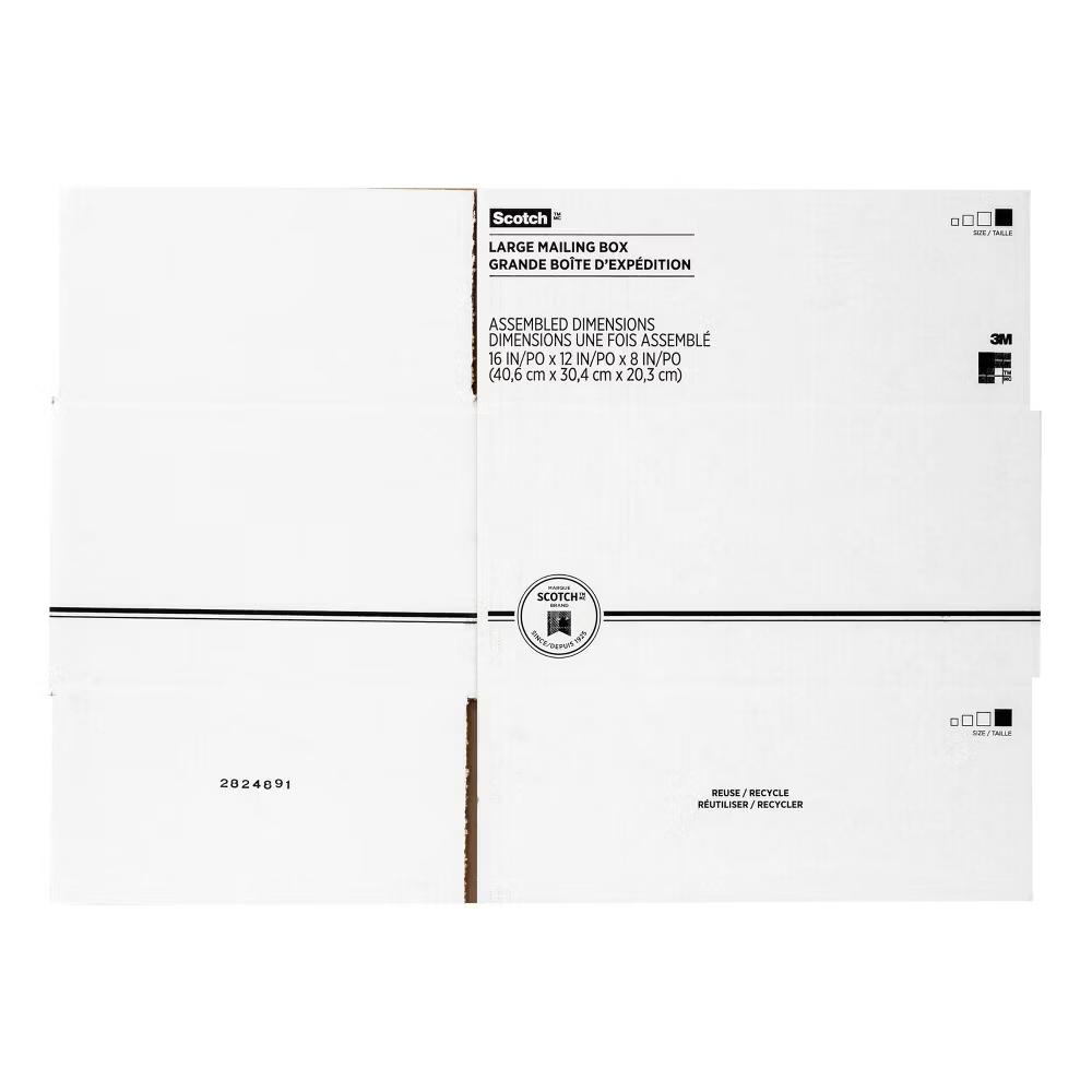 16" 12" 8" Mailing Box White: Cardboard Shipping & Moving Packaging, No Closure, 1 Pack - Image 4
