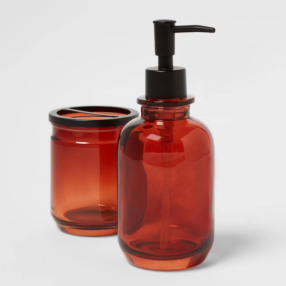 Apothecary Glass Soap/Lotion Dispenser Amber - Image 3