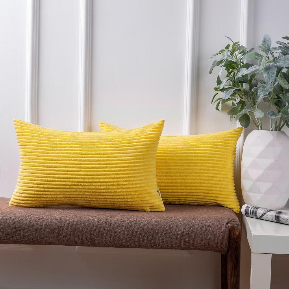 Phantoscope Solid Color Corduroy Pillow Covers Set of 2 Plush Velvet & Soft Accent - Image 28