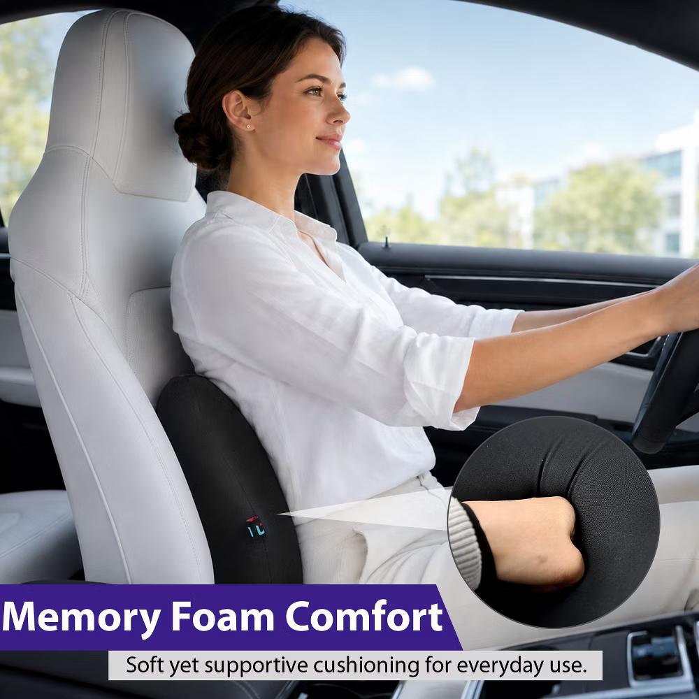 Lumbar Support Pillow for Office Chair, Gaming & Wheelchair, Memory Foam Lower Back Support Cushion, Ergonomic Lumbar Support for Car, Black - Image 3