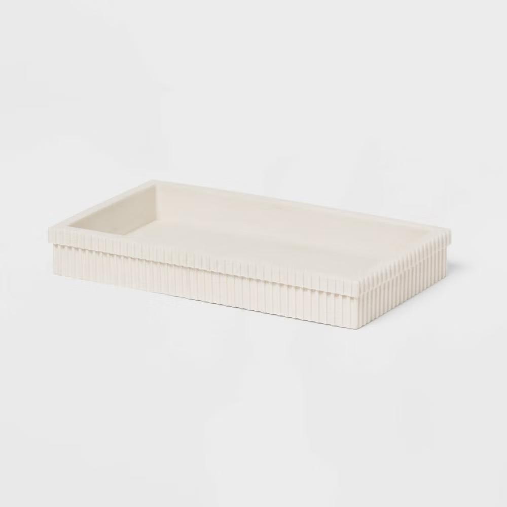 Ribbed Bath Tray White