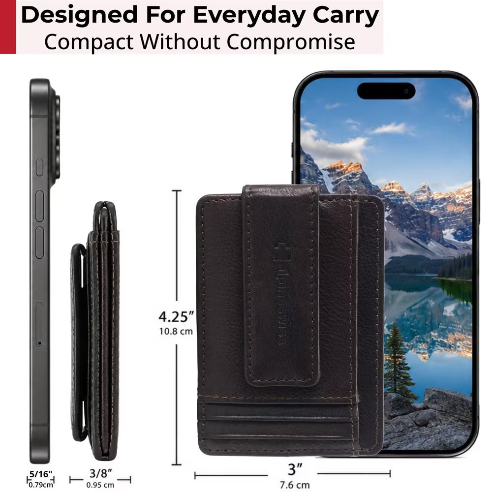 Alpine Swiss Harper Mens RFID Slim Money Clip Front Pocket Wallet Minimalist Leather ID Card Holder - Image 12