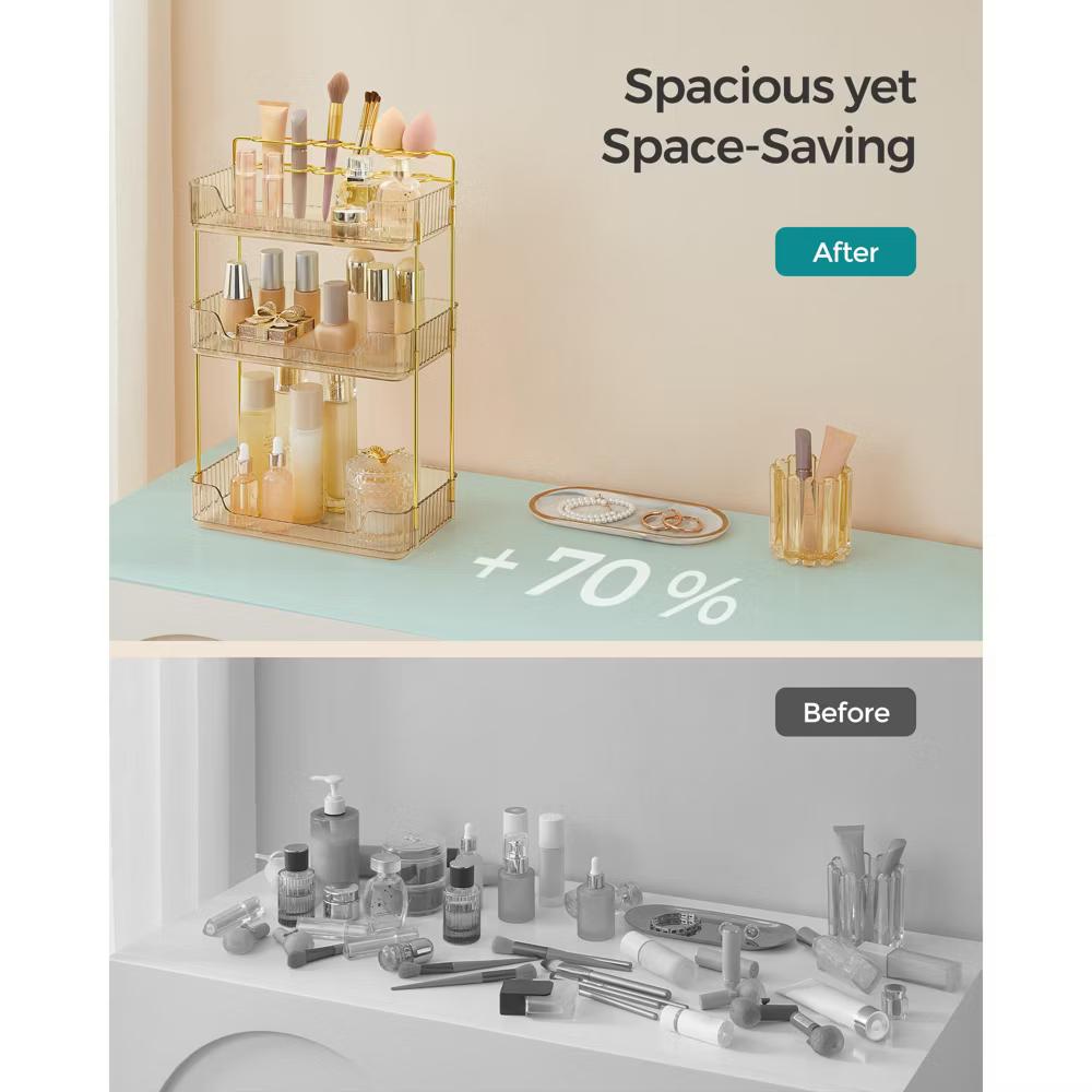 3-Tier Skincare Organizer with 2 Accessory Options, Adjustable Makeup and Jewelry Holder for Vanity Countertop - Image 5