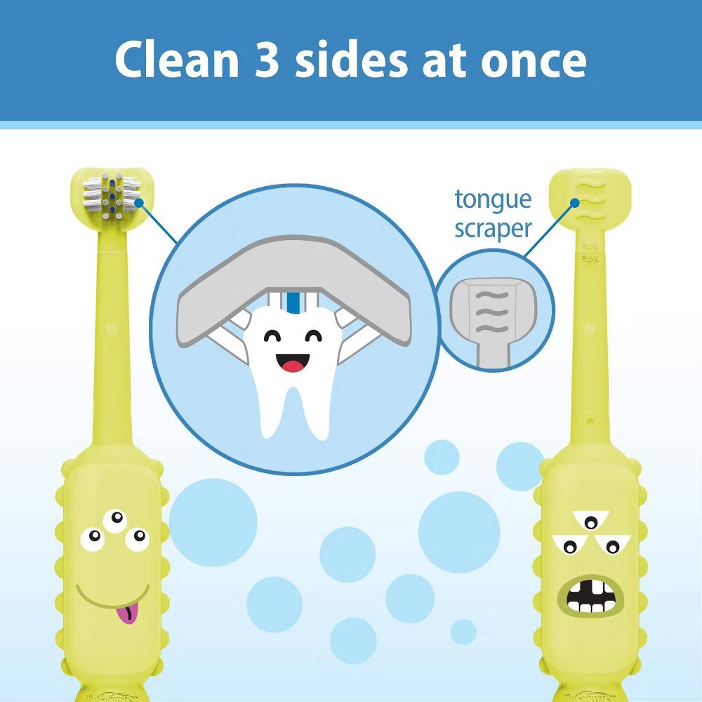 Dr. Brown's Tooth Scrubber Triple Sided Training Toddler Manual Toothbrush - Green - Image 6