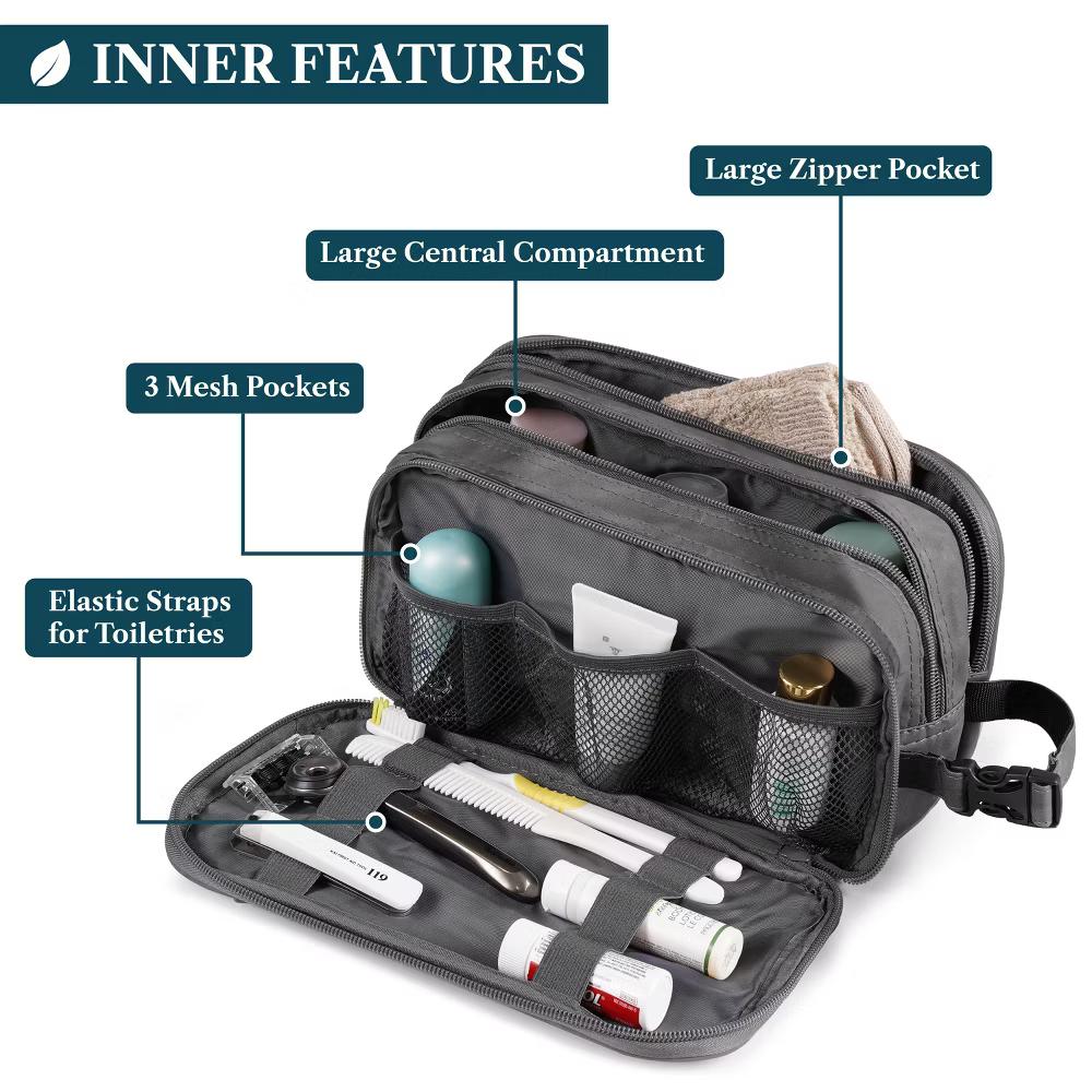 Toiletry Bag for Men, Travel Pouch Essentials Shaving Dopp Kit, Water Resistant Organizer Case Accessories - Image 43