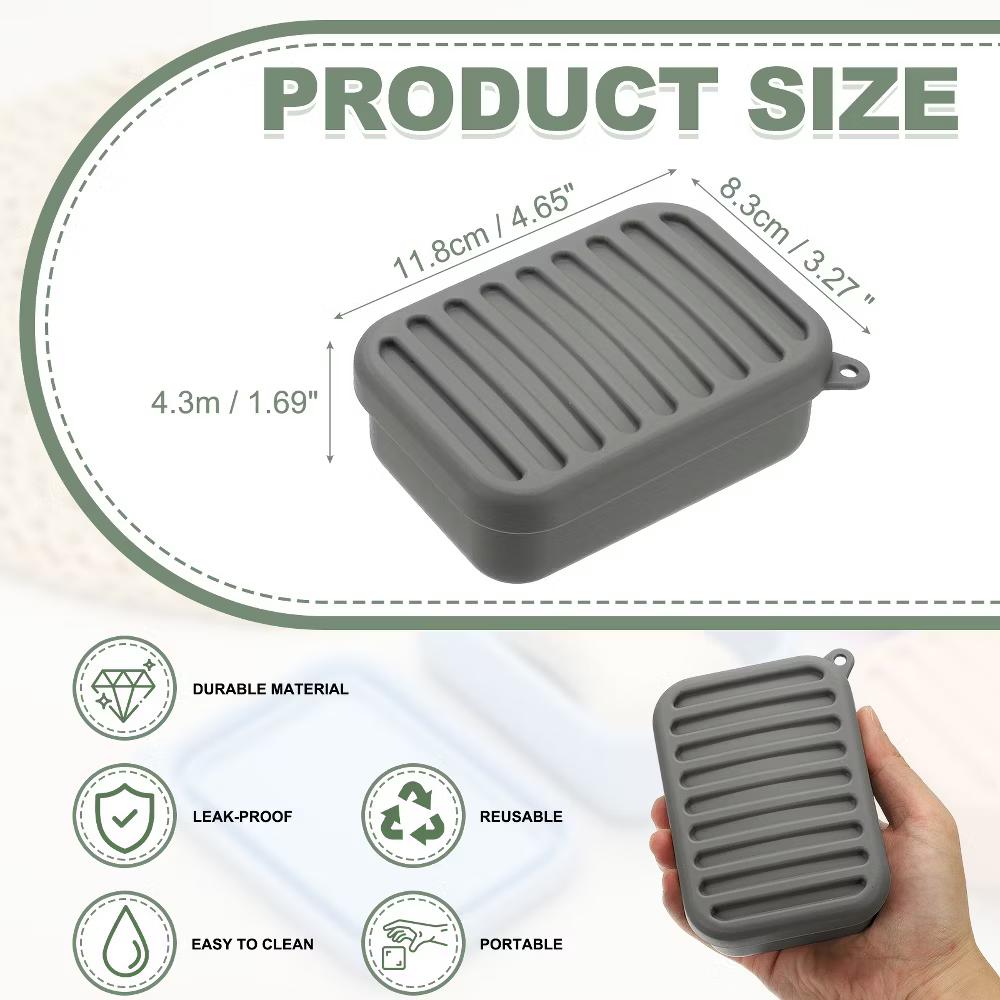 Soap Dish, Silicone Leak Proof Soap Bar Case - Image 3
