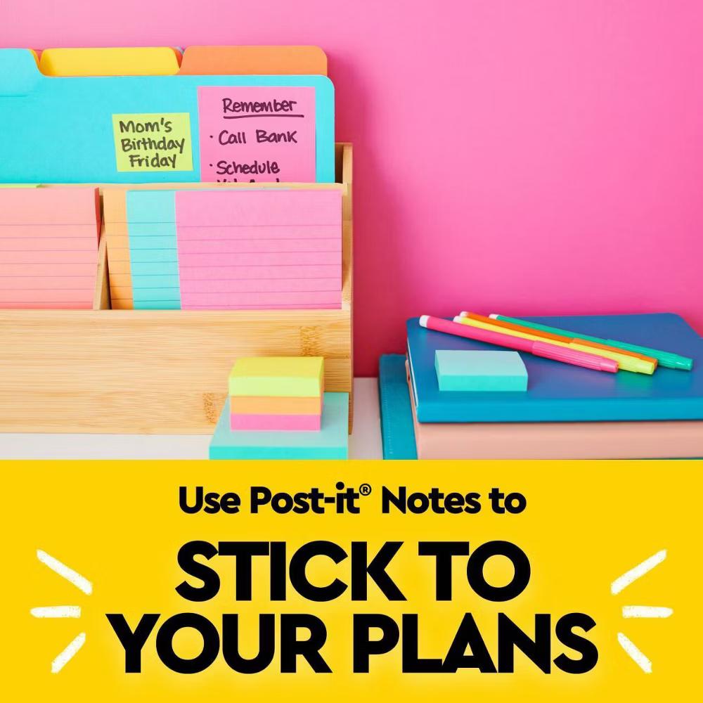 Notes, 3 in. 3 in., Poptimistic Collection, Lined, 3 Pads/Pack: Multicolor Sticky Notes, 50 Sheets per Pad - Image 5