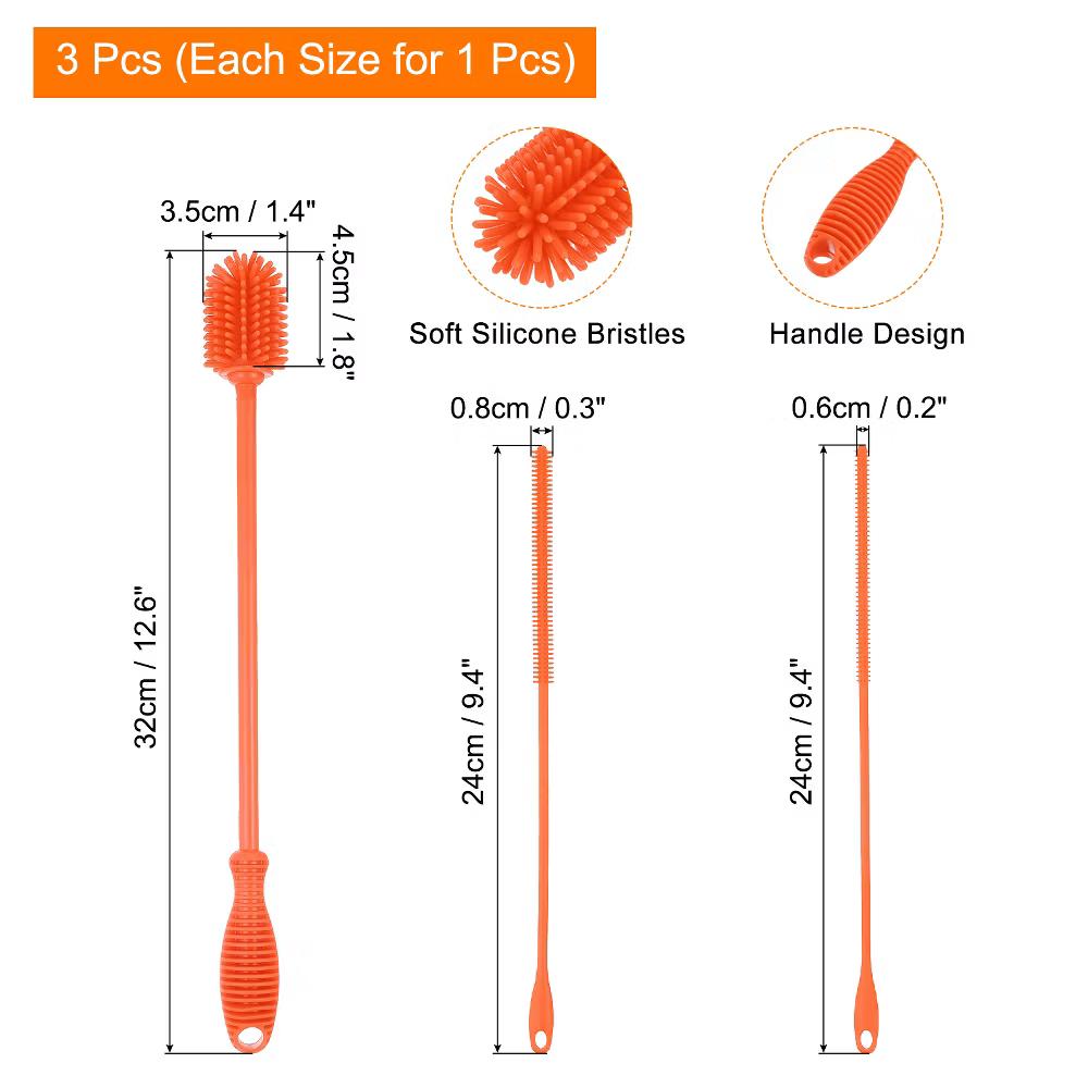 Silicone Bottle Brush with 2 Straw Brush for Cleaning Narrow Neck Containers Sport Bottles - Image 22