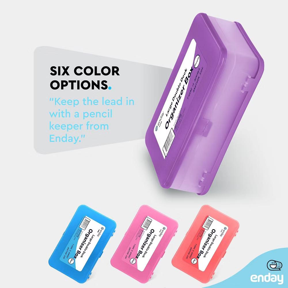 Large Capacity Double Deck Pencil Box - Plastic With 12 Compartments, Snap-Tight Lid, Hard Case Storage Organizer - Image 38