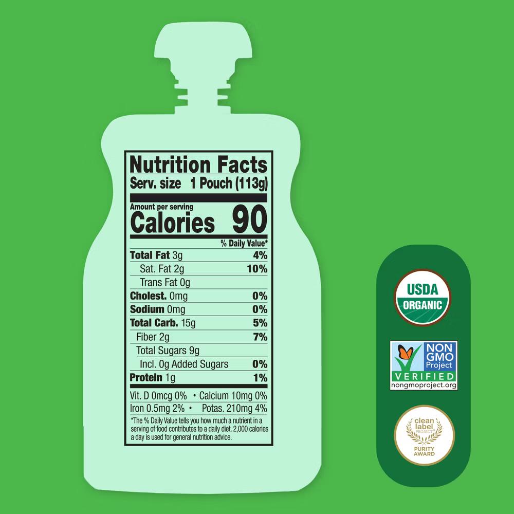 Once Upon A Farm Go-Go Greens Organic Dairy-Free Kids' Smoothie - 4oz Pouch - Image 8