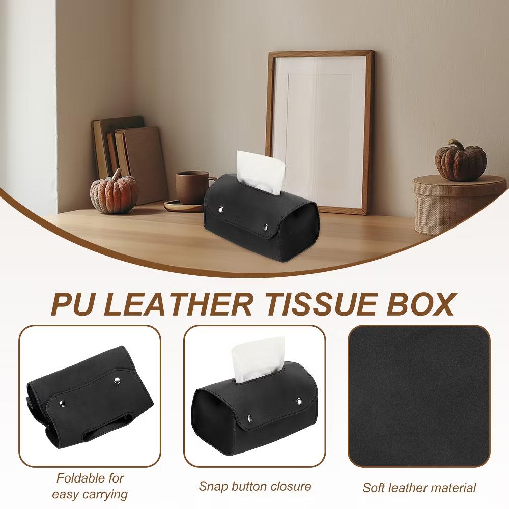 PU Leather Home Car Office Decorative Rectangular Tissue Box Cover - Image 5