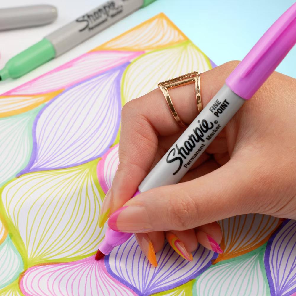 5pk Permanent Markers Fine Multicolored Glam Pop: Art & Stationery, Office Supplies, Purple, Ages 8 - Image 3