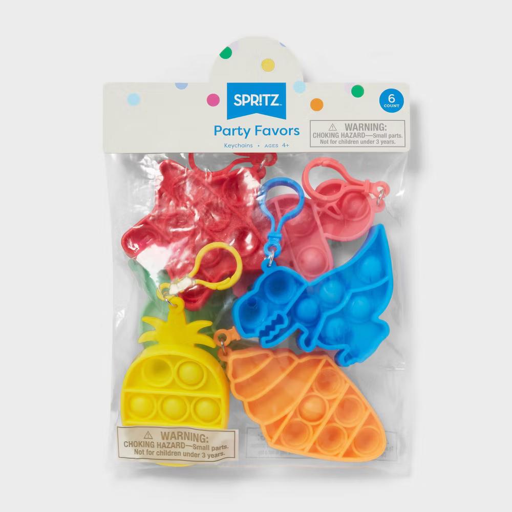 6ct Bubble Pop Keychain Favors - Multicolored Party Favor Toys for Kids, All Occasions, Ages 4 - Image 3
