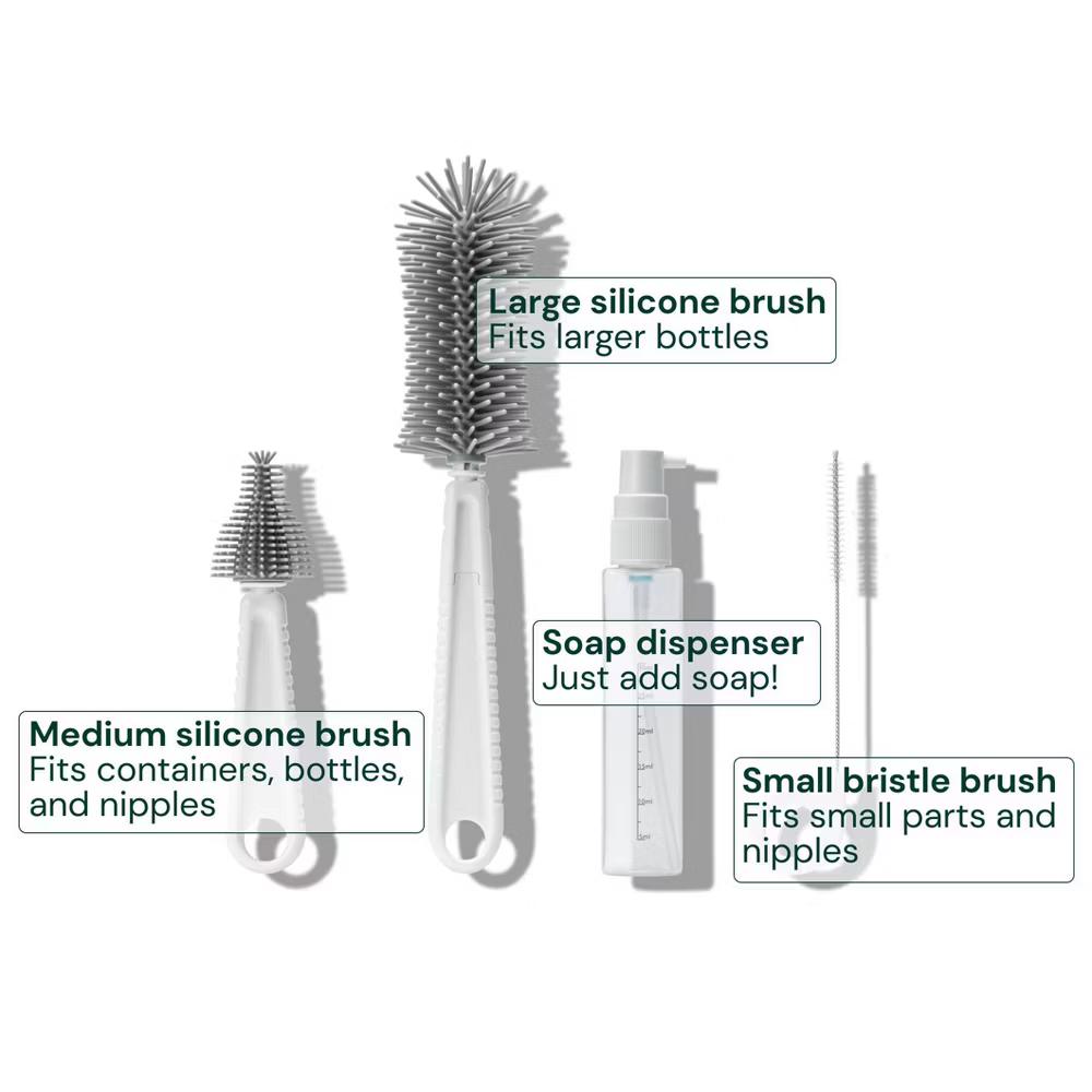 WILLOW Travel Cleaning Pack - Teal Green - 5pc: Silicone, Bottle Brushes - Image 3