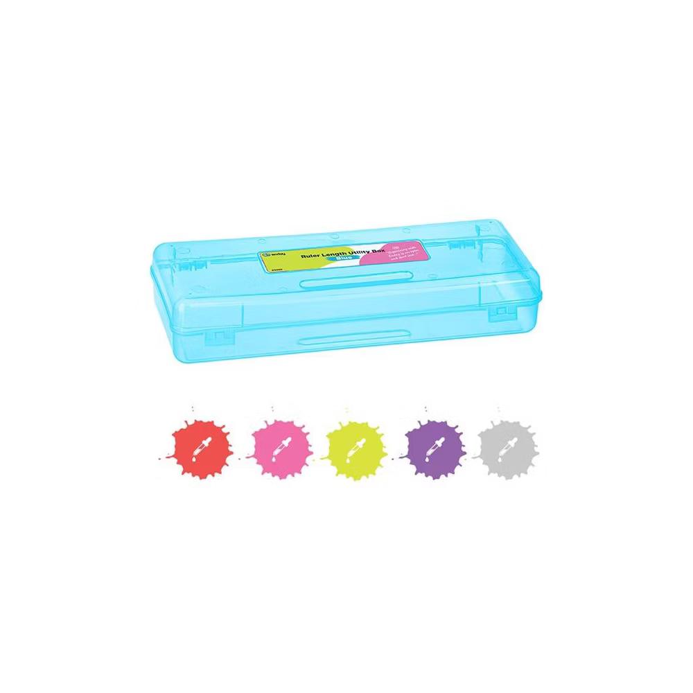 Pencil Box, Storage Organizer Utility Box, Multipurpose Long Ruler Length School Office Supplies Plastic Pencil Case for Kids & Adults