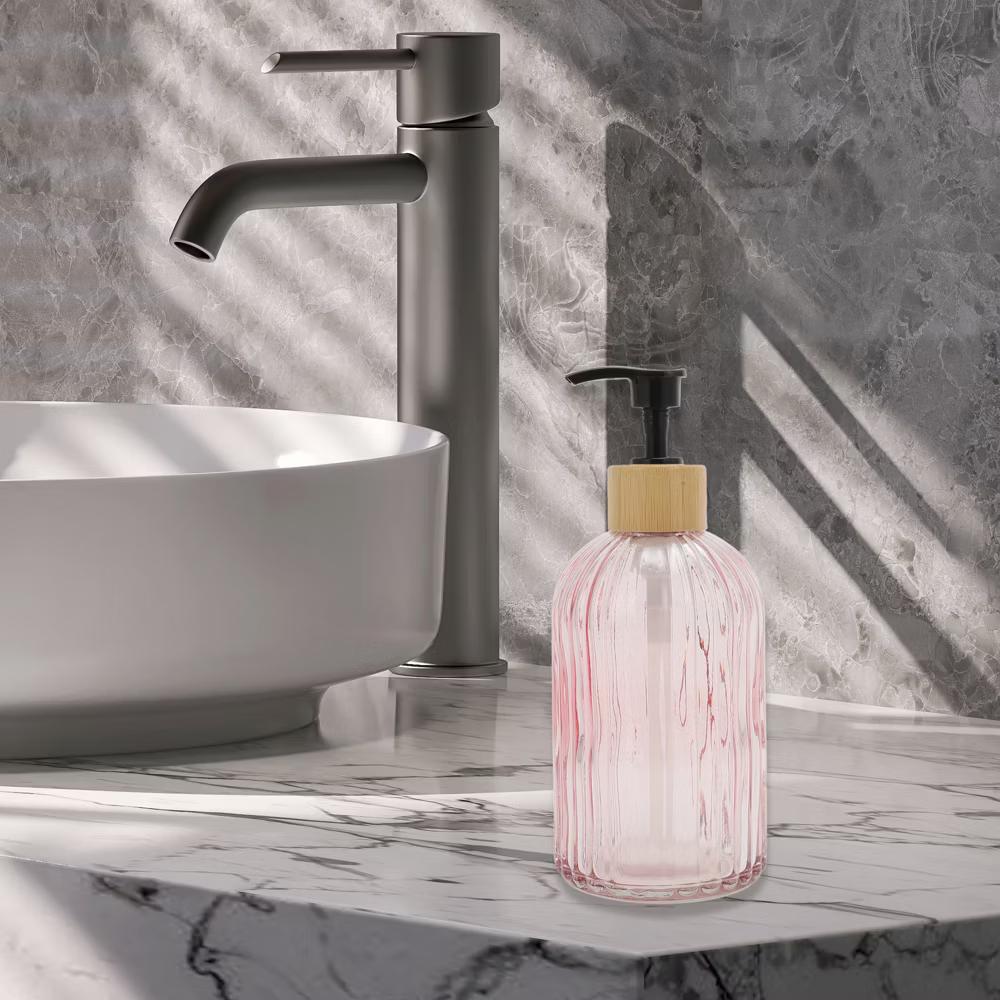 Round Bottom Vertical Stripe Soap Dispenser 13.53oz 1 Pc - Image 17